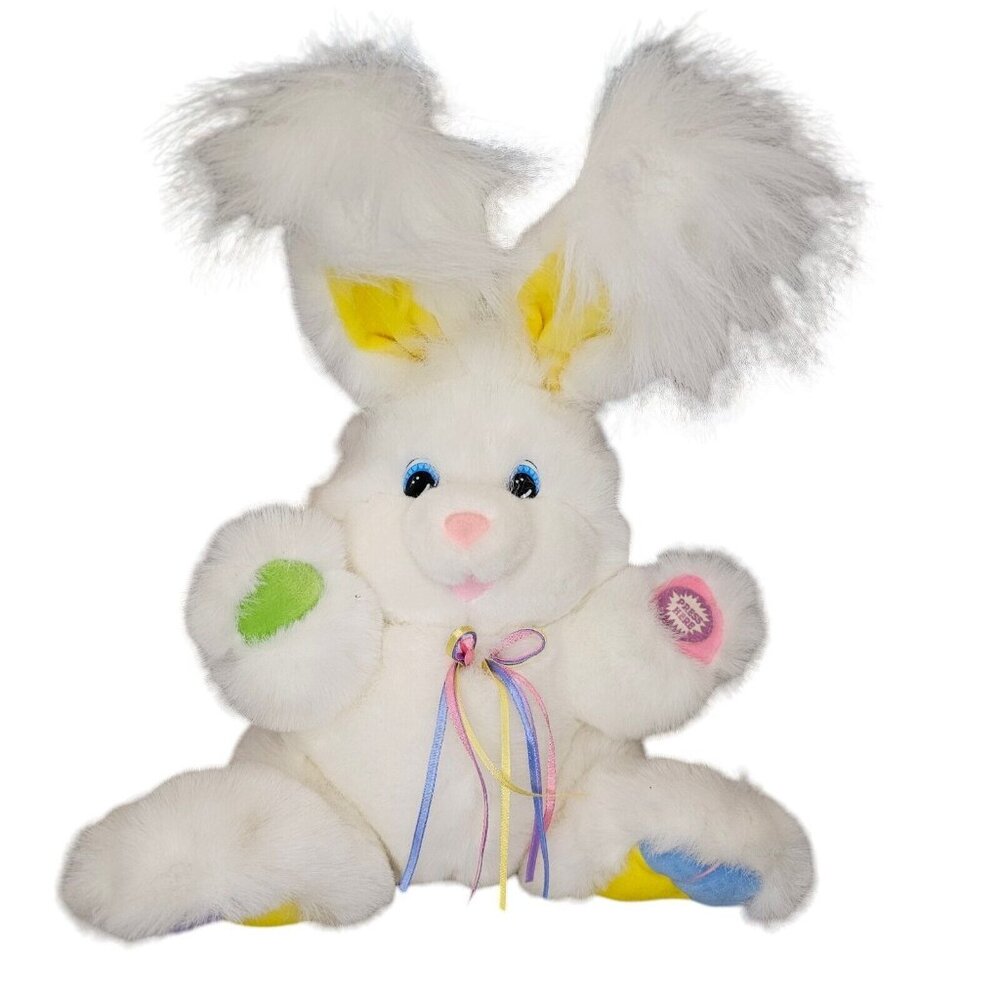VINTAGE DANDEE GIGGLE BUNNY RABBIT STUFFED ANIMAL‎ PLUSH TOY SOUND LIGHTS UP